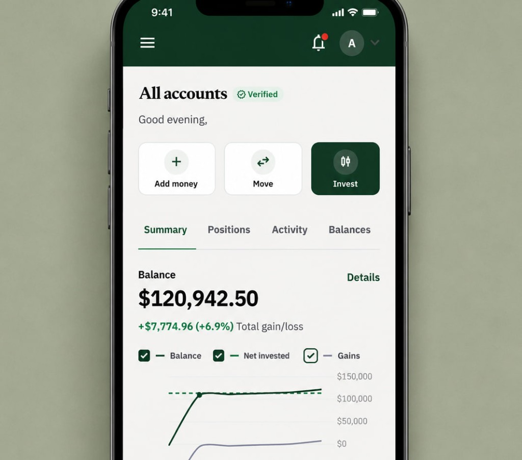 Wholebrick Partners client portal dashboard on mobile